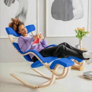 Silla gravity natural tapizado azul