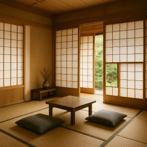 Habitación japonesa con tatamis