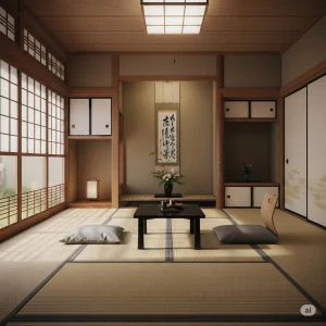 Habitación japonesa con tatamis