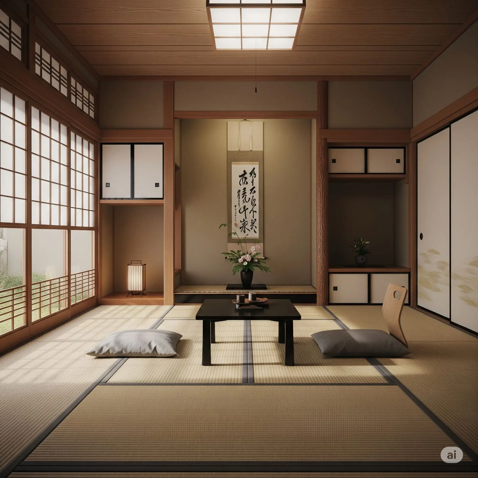 Habitación japonesa con tatamis